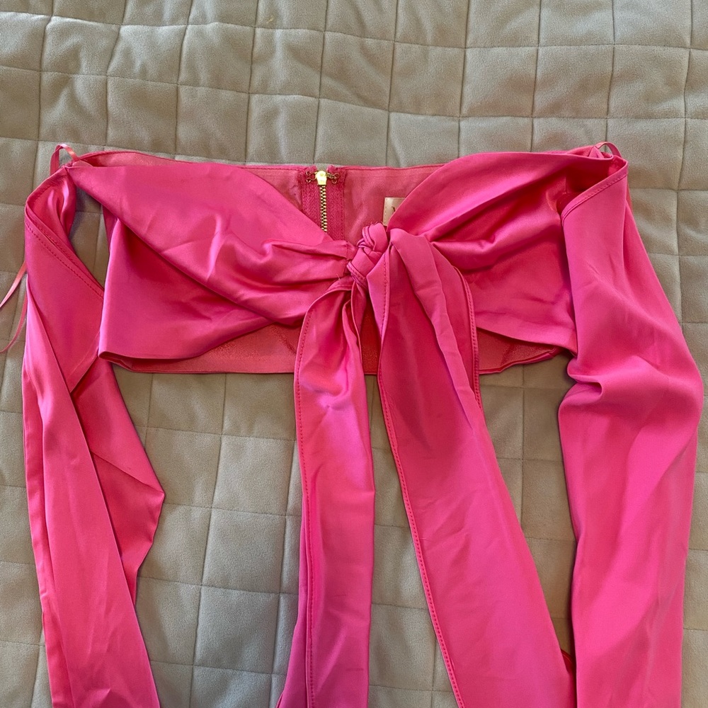 Meshki hot pink long sleeve crop top